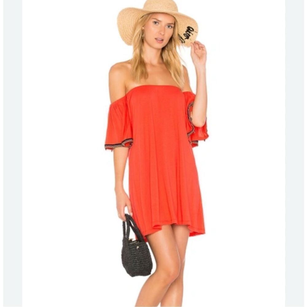 Pitusa Salsa Mini Dress Coverup red size Petite cotton